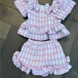 Pink and White Checkered Baby Outfit